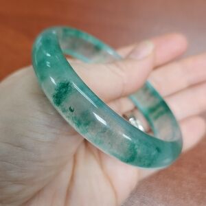 Certified Elegant Green Jade Bangle Bracelet